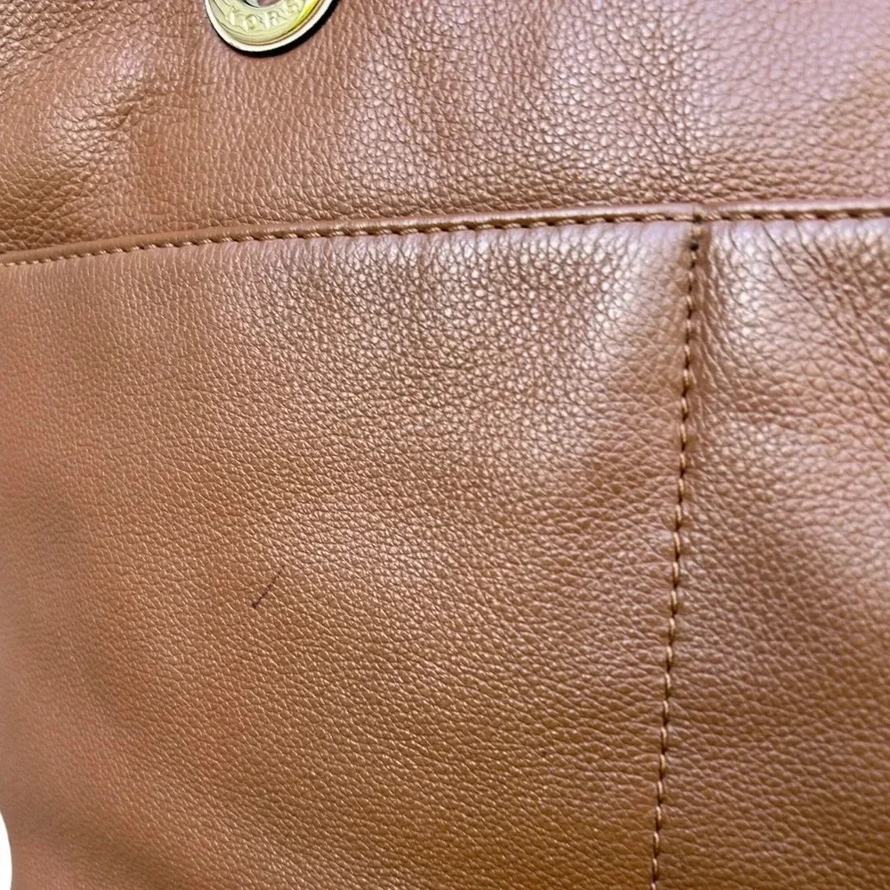 Michael Kors Women's Bedford Shoulder Tote Handbag Purse Medium Saddle Leather